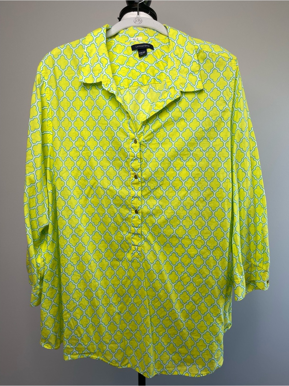 Lands' End size 26W plus size top button front all cotton casual modest work